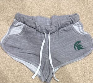 Michigan State Spartans Womens M Athletic Shorts Gray NCAA Running Lounge MSU